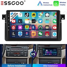 9" Car Stereo Radio Android 15 CarPlay GPS Head Unit SWC BT For BMW 3 Series E46