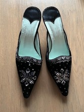 Paul Smith for Emma Hope  Stunning Black Velvet & Silver Sequin Kitten Heel Mule