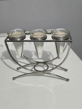 Triple Metal and Glass Tea Light Candle Holder