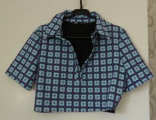 Zara's Retro Flower Cropped - Collared Top - UK14