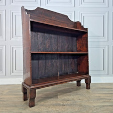 Antique Rustic Pine Open Bookcase Shelves – Country Farmhouse Shelving Dark Wood
