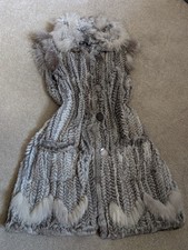 Milestone Knitted Rabbit Fur Gilet Jacket It40 UK 8 - 10