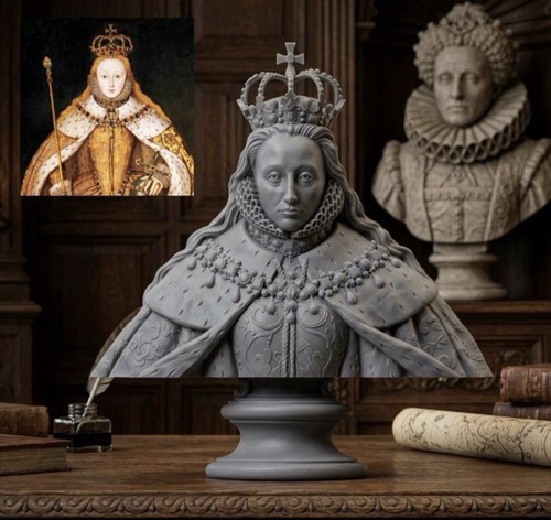 Queen elizabeth bust statue - i,