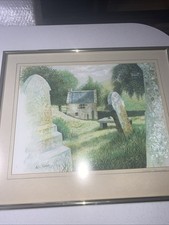 churchyard with gravestones,by Alex Bowers signed and numbered LE 16x23inch