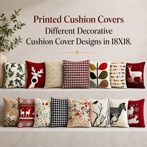 Cotton printed cushion cover - cushion,
