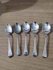 Five assorted Vintage Nickel silver  EPNS Tea Spoons. Used. Tarnished worn.