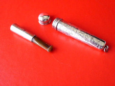 Antique HM 1920 Complete Chased Sterling Silver Cheroot Holder  + Case - 0 ring