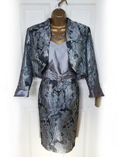 ZEILA Metallic Silver Mother of the Bride Dress with Jacket, size 14 - NWOT