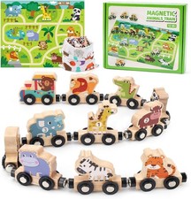 Magnetic Wooden Train Set with