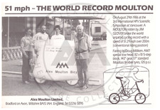 51 MPH - THE WORLD RECORD MOULTON  - 1986 - Postcard