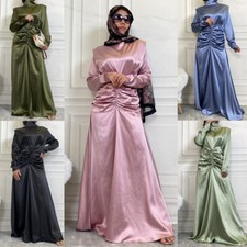 Satin Abaya Women Long Sleeve