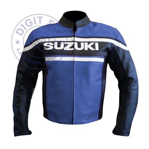 Suzuki blue motorbike - motorbike, leather