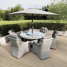 Grey 6 Seater Round Rattan