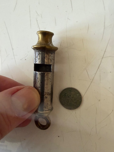 Vintage brass whistle made - whistle,