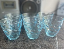 Set of 6 Bormioli Rocco Flora Water Glasses Drinking Glasses Blue