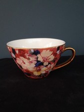 Fox And Ivy Floral China Mug  With Gold Handle