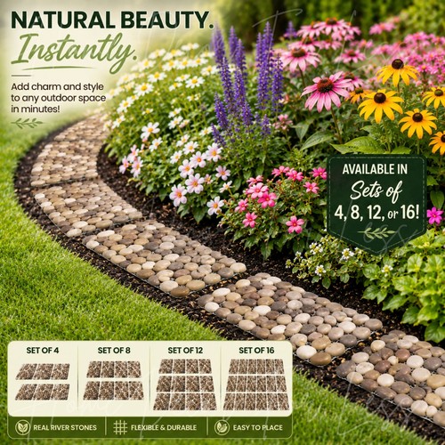 River rock stepping stone mats - river,