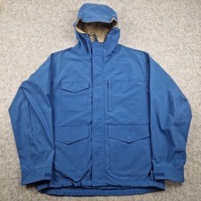 Uniqlo Jacket Mens Medium Blue Utility Field Parka Mountain Coat Hooded Outdoors