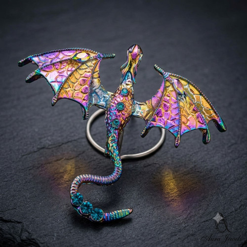 Dragon pin brooch rhinestone - dragon,