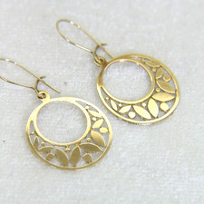 9ct Gold Disc Drop Earrings