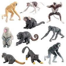 10pcs Plastic Wild Zoo Animals Model Figure Kids Toys Monkey Chimpanzee Gibbon