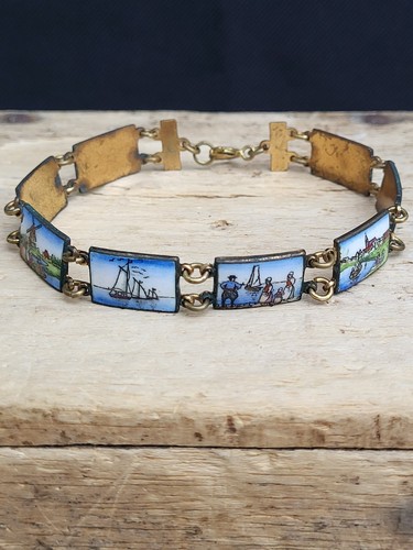Vintage enamel dutch scenes - enamel,