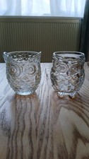 2 X Pressed Glass Owl Shaped
