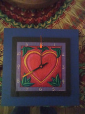 Pink Cloud Red Heart Clock