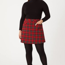 Size 8 to 22 Women's Tartan Stretch Skirt Woven Festive Christmas Skirt Red