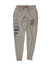 SUPERDRY Womens Graphic Tracksuit Trousers Joggers UK 8 Small Grey Cotton BG09