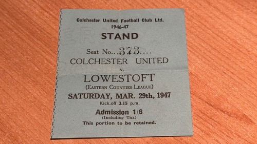 Ticket 1946 colchester - ticket, 1946/47