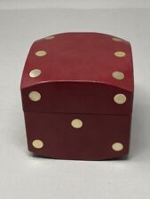 Vintage Leather Dice Box with Hinged Lid - 