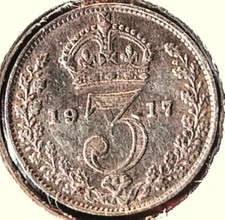 1917 Threepence George V 92.5%