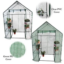 Walk In Greenhouse PVC or PE Cover Garden Grow Green House with 4 Shelves