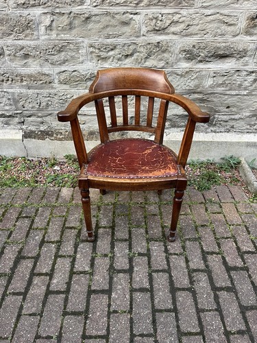 Vintage oak desk chair - a,