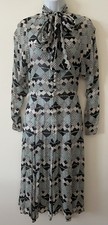 Vintage JEAN VARON 1960’s Print Pattern Dress With Neck Tie Size Uk 8