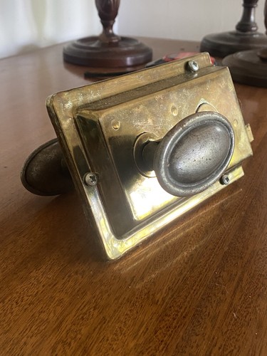 Antique brass flanged rim lock - antique,