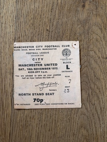 Ticket 1972 man city v - man,