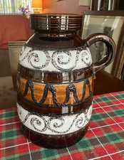 Stunning Large Vintage West German 13" Fat Black Lava Vase / Jug 420-32 - VGC