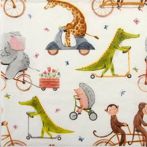 Moving animals napkins - 4x,