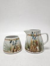 Welford Pottery Milk Jug and Sugar Bowl Set Hand Painted Design