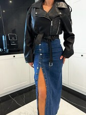 denim midi skirt button front