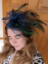 Althentic Peacocks Feather Fascinator Hat Women's Ladies Handmade