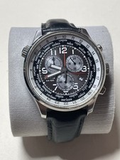 Citizen  Eco Drive World Time Chronograph Leather Strap Mens Watch AT0361-06E