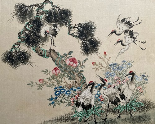 Pretty vintage silk painting - pretty,
