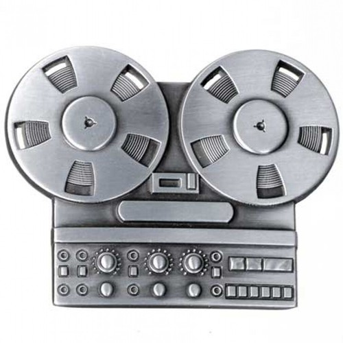 Belt buckle tape recorder - as,