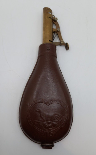 Vintage powder flask leather - powder, flask,