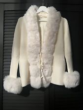 Knitted Faux Fur Trim Cardigan Size 6/14