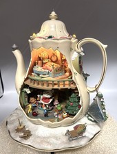 Enesco 1993 Teapot Bungalow Music Box ‘Twas The Night Before Christmas **READ**