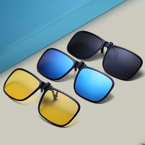 Polarised clip sunglasses - on,